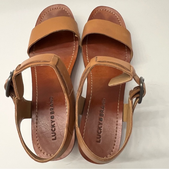 Lucky Brand Womens Hannela Brown Leather Boho Wooden Platform Sandals Size 9.5 - Picture 14 of 14